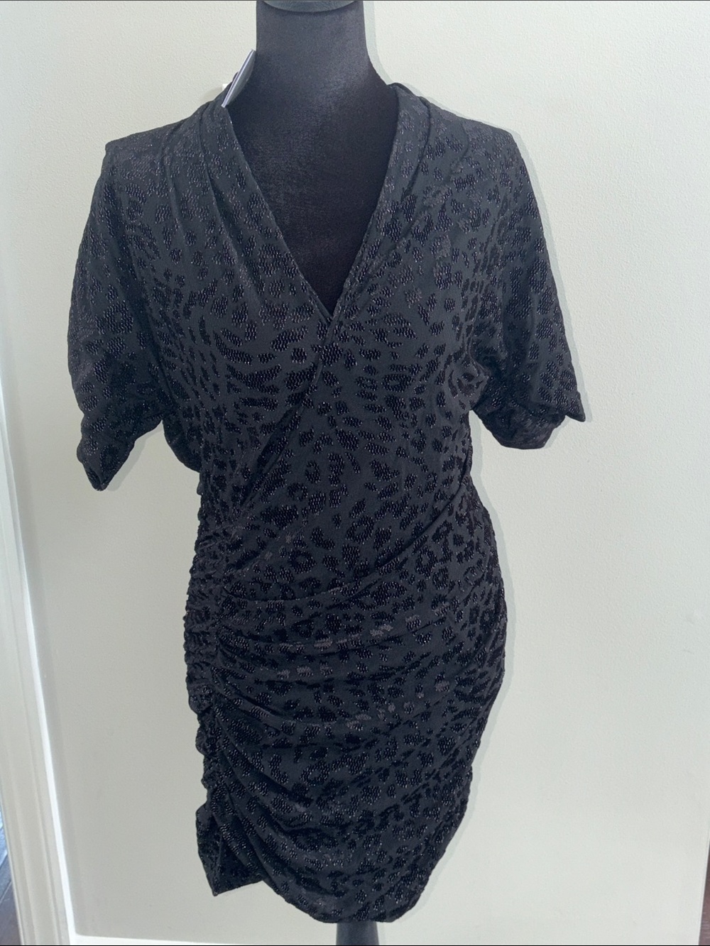 IRO AUDRY Black Ruched Wrap Mini Dress 42/10